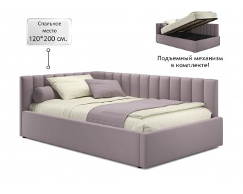 Мягкая кровать Milena 1200 лиловая с подъемным механизмом