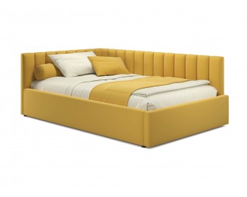 Мягкая кровать Milena 1200 желтая с подъемным механизмом