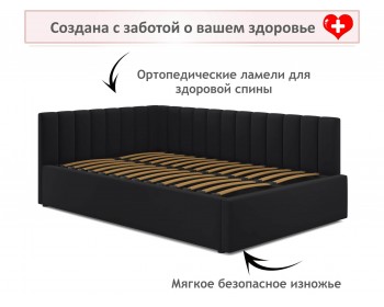 Мягкая кровать Milena 1200 темная с ортопедическим основанием
