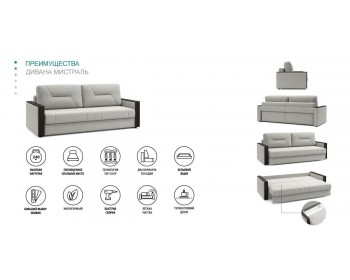 Диван прямой Мистраль 226 прямой Светло-синий