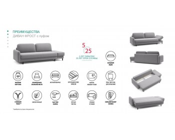 Прямой диван Фрост с одним ом никель