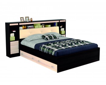 Кровать с блоком, тумбами, ящиками и комплектом для сна Виктория