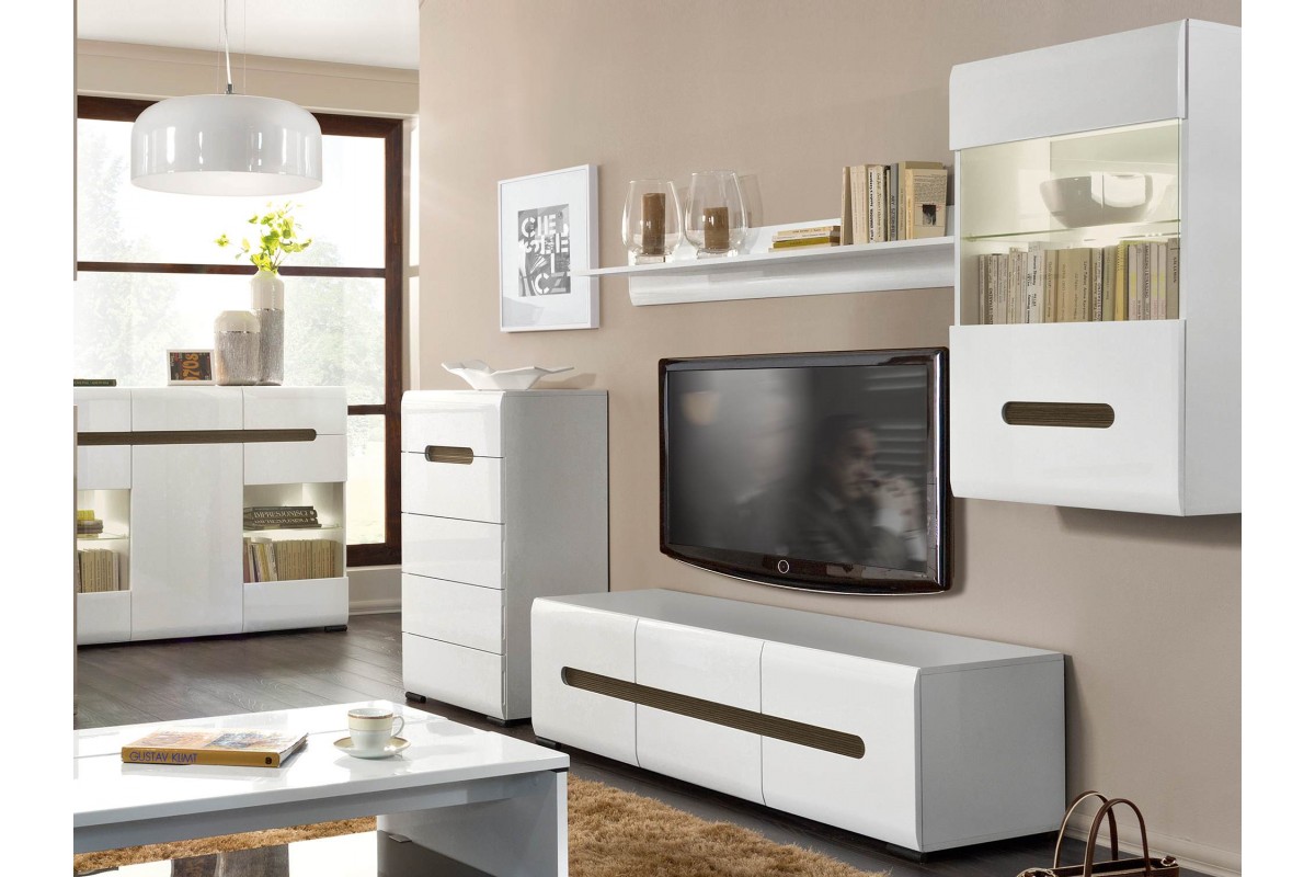 Мебель для гостиной в современном белом цвете
