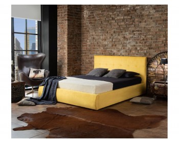 Мягкая кровать "Selesta" 1400 желтая с матрасом ГОСТ с подъемным механизмом
