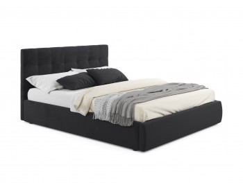 Мягкая кровать "Selesta" 1400 темная с матрасом ГОСТ с подъемным механизмом