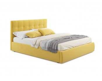 Мягкая кровать "Selesta" 1400 желтая с матрасом PROMO B COCOS с подъемным механизмом