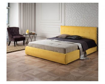 Мягкая кровать "Selesta" 1600 желтая с матрасом ГОСТ с подъемным механизмом
