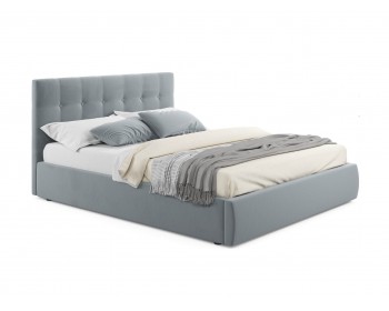 Мягкая кровать "Selesta" 1600 серая с матрасо ГОСТ с подъемным механизмом