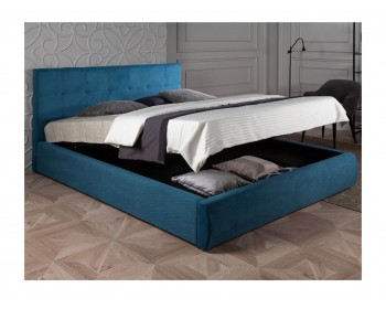 Мягкая кровать "Selesta" 1800 синяя с матрасом ГОСТ с подъемным механизмом