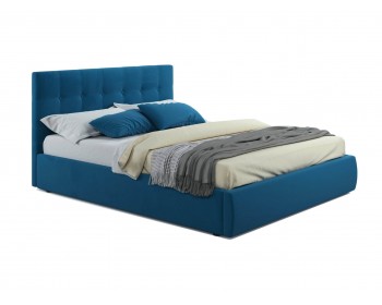Мягкая кровать "Selesta" 1800 синяя с матрасом АСТРА с подъемным механизмом