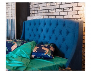 Кровать Мягкая "Stefani" 1400 синяя с подъемным механи