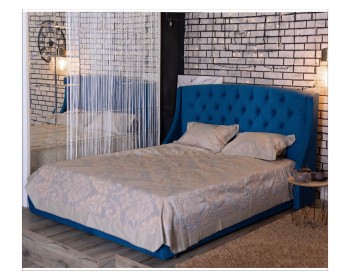 Мягкая кровать "Stefani" 1800 синяя с ортопед. основанием