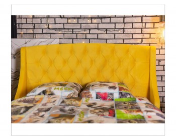 Мягкая кровать "Stefani" 1800 желтая с ортопед. основанием с матрасом PROMO B COCOS