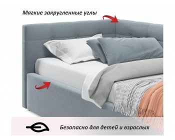 Односпальная кровать-тахта Bonna 900 серая ортопед.основание с матрасом АСТРА