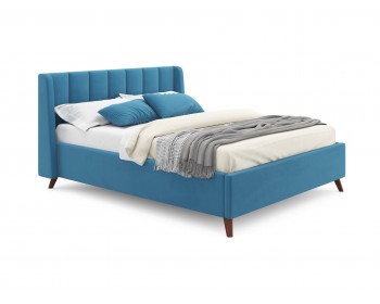 Мягкая кровать Betsi 1600 синяя с подъемным механизмом