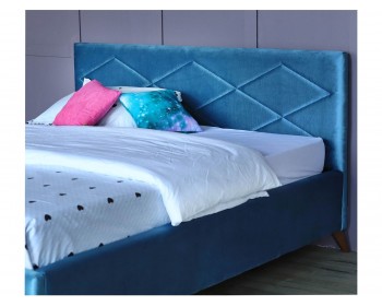 Кровать Мягкая Monika 1600 синяя ортопед.основание с ом PR
