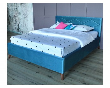 Кровать Мягкая Monika 1600 синяя ортопед.основание с ом АС