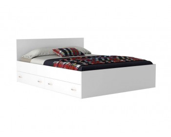 Двуспальная белая кровать "Виктория" 1600 с выдвижными ящиками
