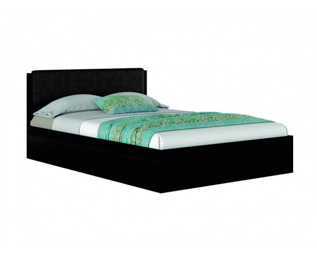 Кровать с кожаным изголовьем "Эко узор" 160.1 (Венге) фото