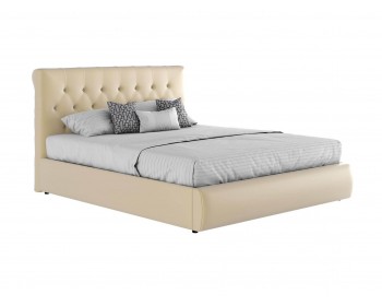Мягкая светлая интерьерная кровать "Амели" с подъемным