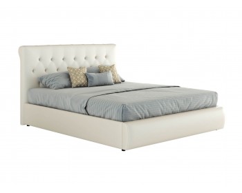Мягкая интерьерная кровать "Амели" 1400 белая с матрасом ГОСТ