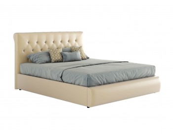 Бежевая двуспальная кровать "Амели" 1400 с мягкой спинкой