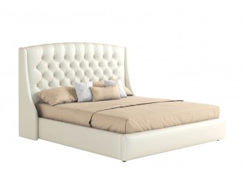 Мягкая кровать "Стефани" 1600 белая с подъемным механизмом с матрасом АСТРА