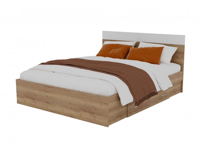 Кровать "Диана" 1600 с 2 ящиками (дуб золотой/дуб золо фото