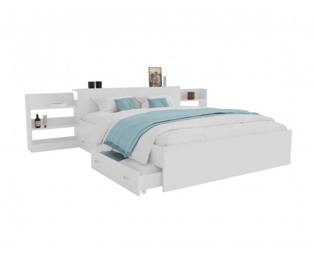 Кровать Доминика с блоком и ящиками 160 (Белый) с ом ГОСТ фото