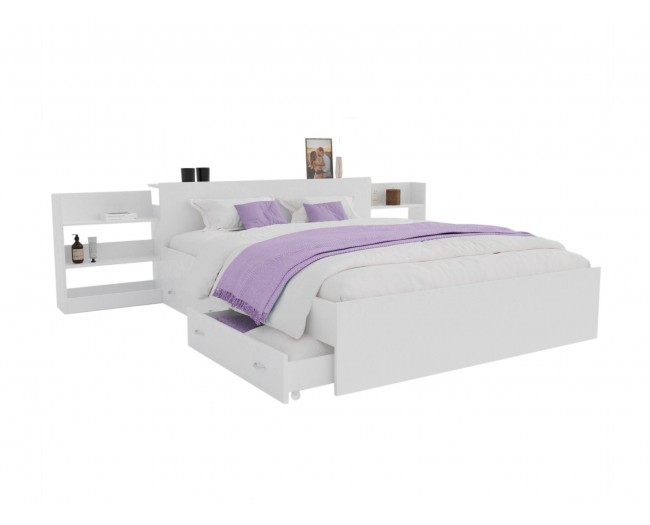 Кровать Доминика с блоком и ящиками 140 (Белый) фото