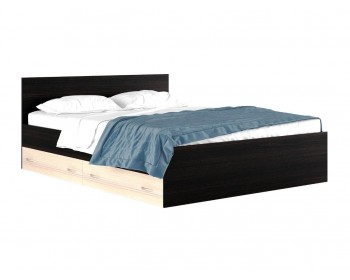 Двуспальная кровать "Виктория" 1800 с ящиками венге/дуб