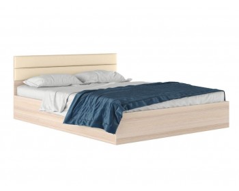 Двуспальная кровать "Виктория МБ" 1600 дуб с мягким