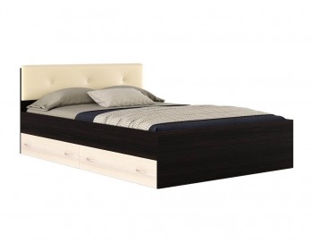 Кровать "Виктория ЭКО-П" 1400 с мягким изголовьем из кожи