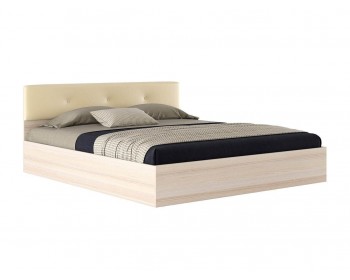 Двуспальная кровать "Виктория ЭКО-П" 1800 дуб с изголовьем