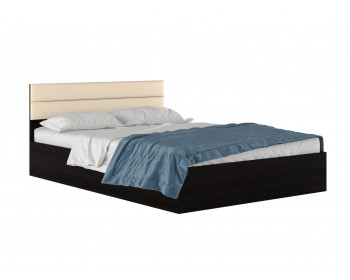 Кровать "Виктория МБ" 1400 венге с мягким изголовьем и