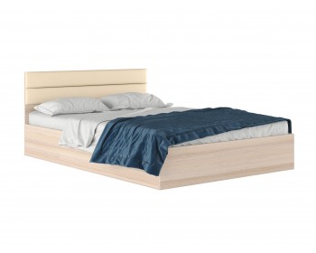 Кровать "Виктория МБ" 1400 с мягким изголовьем из кожи