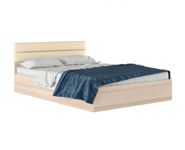 Кровать "Виктория МБ" 1400 с мягким изголовьем из кожи фото