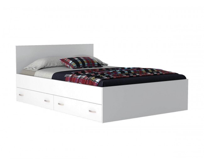 Кровать "Виктория" 140 см. с ящиками белая фото