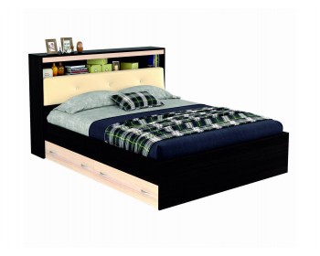 Кровать "Виктория ЭКО-П" 1400 с мягким изголовьем из кожи