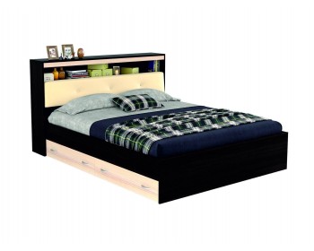 Двуспальная кровать с кожей "Виктория ЭКО-П" 1800 с блоком