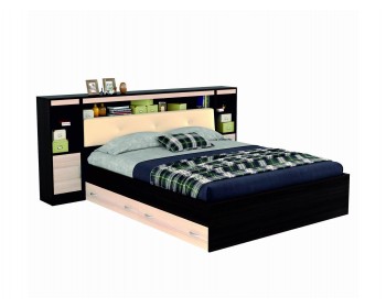 Двуспальная кровать "Виктория ЭКО-П" с кожей 1800 с блоком