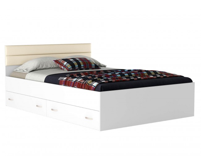 Кровать Виктория-МБ 160 с ящиками белая фото