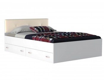 Кровать Виктория ЭКО-П 160 с ящиками белая