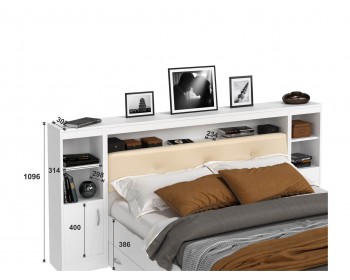 Кровать Виктория ЭКО-П белая 180 с блоком, тумбами и ящиками