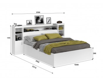 Кровать Виктория белая 180 с блоком, тумбами и матрасом PROMO B COCOS