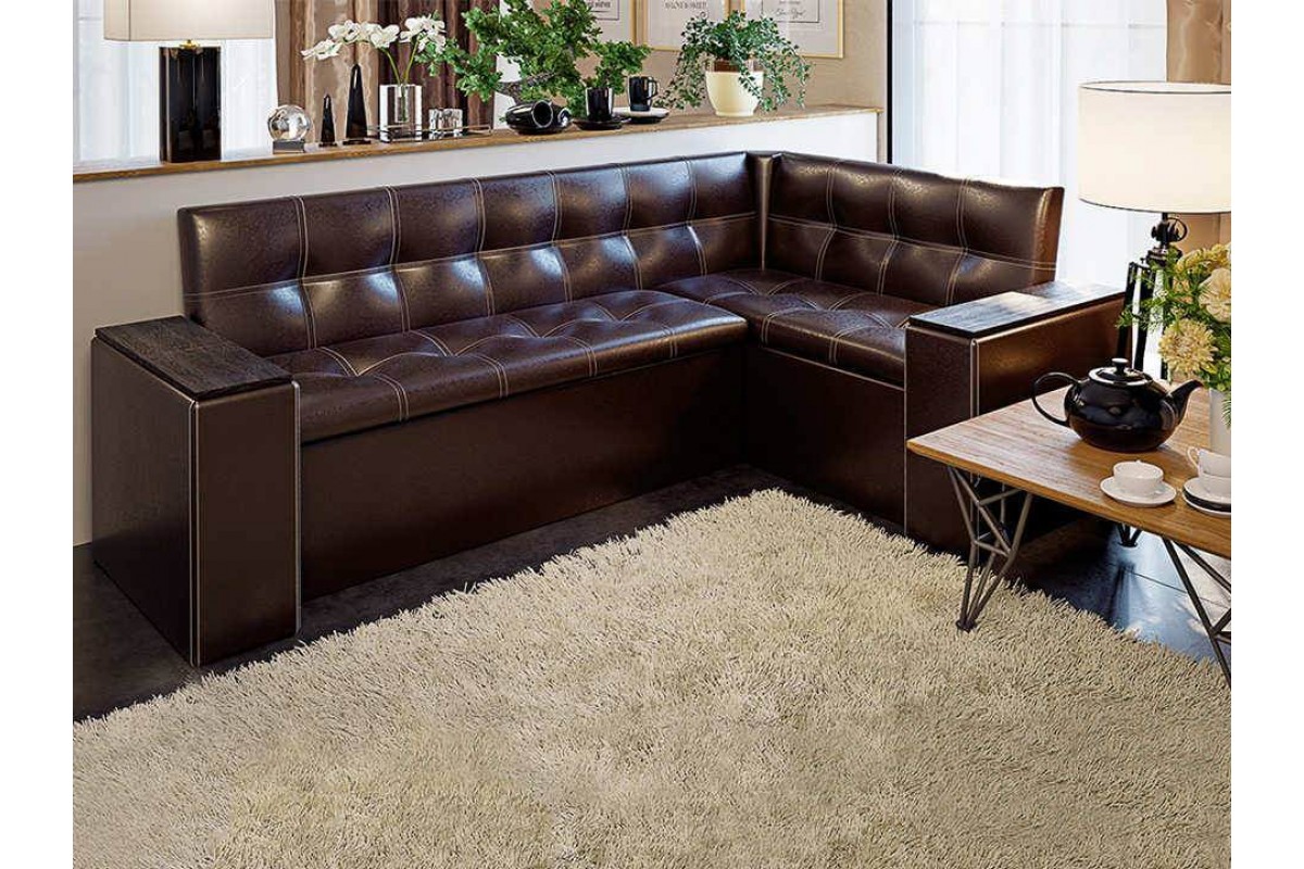 кухонный угловой диван из кожи