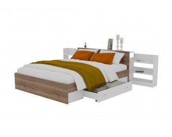 Кровать Доминика с блоком и ящиками 140 (Дуб Золотой/Белый) с