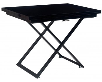 Кухонный стол -трансформер Левмар Compact GWS черный глянец/ опоры черные