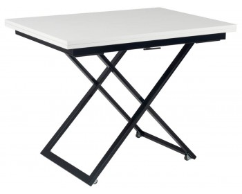 Кухонный стол -трансформер Левмар Compact G15/S53 белый глянец/черные опор