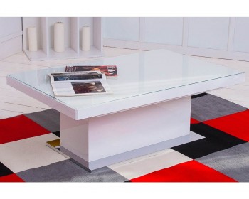 Кухонный стол -трансформер Левмар Space стекло белый/ нерж.сталь